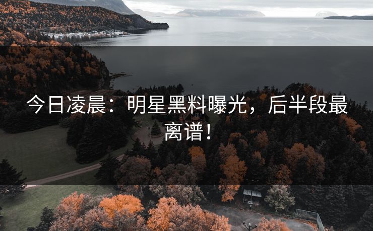 今日凌晨:明星黑料曝光,后半段最离谱! 今日凌晨:明星黑料曝光,后半段最离谱!