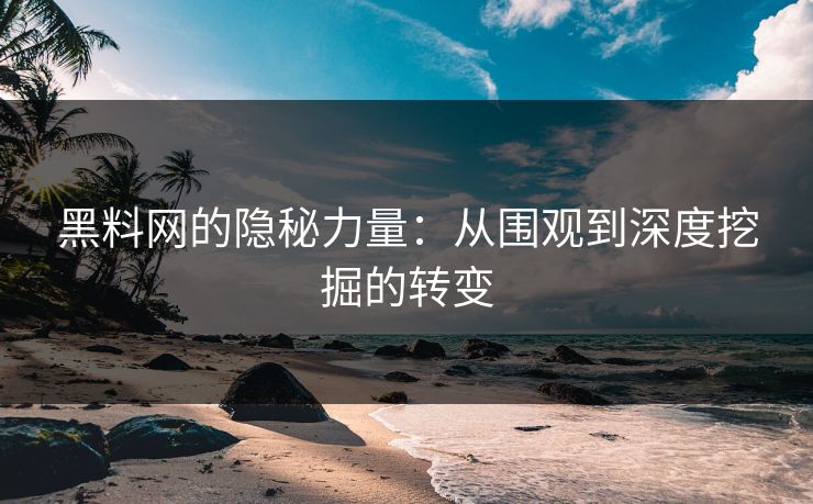 黑料网的隐秘力量:从围观到深度挖掘的转变 黑料网的隐秘力量:从围观到深度挖掘的转变